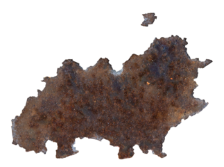 One big hole a piece of rust isolated transparent background png macro
