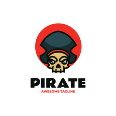 Red Pirate Skull Mascot Logo Design