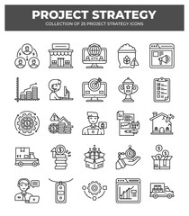 Project Strategy Icons: 25 Essential Icons for Business Planning