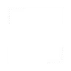 White thin line with dotted square frame element..
