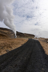 Reykjaladur  Vapor Valley, geothermal area in southern Iceland on April 16, 2024.