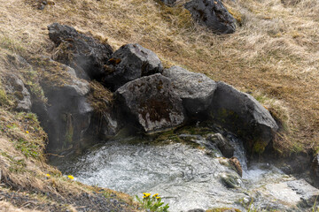 Reykjaladur  Vapor Valley, geothermal area in southern Iceland on April 16, 2024.