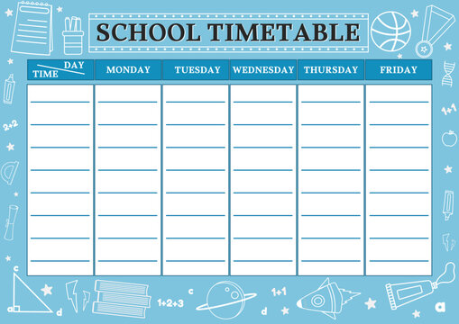Modern School Timetable with Learning Elements. Sleek Design for Smart Study Planning.