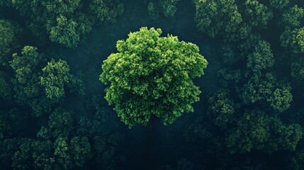 Panoramica di una foresta di alberi verdi visti dall'alto.