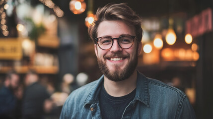 Urban portraits close-up engagement at social media event in cityscape