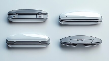 Modern stapler displayed from multiple angles, emphasizing sleek design and efficient functionality.