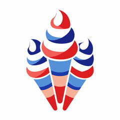 Obraz premium Three red white blue ice cream cones