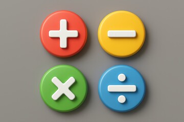 Fototapeta premium Math Symbols Colorful Round Buttons Plus Minus Multiply Divide
