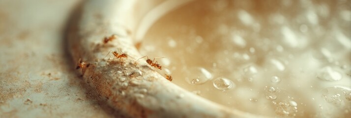 National Blame Someone Else Day Concept with Ant Infestation and Grime in Bathroom Sink - Spring Cleaning and Earth Day Awareness for Home Maintenance and Pest Control