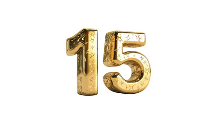 Sparkling Gold Number Fifteen - 15th Anniversary, Birthday, Celebration