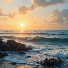 Obraz premium Beautiful sunset over the sea. Beautiful seascape. Nature composition.