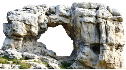 Fototapeta premium Spectacular rock formation with a natural archway against a black background