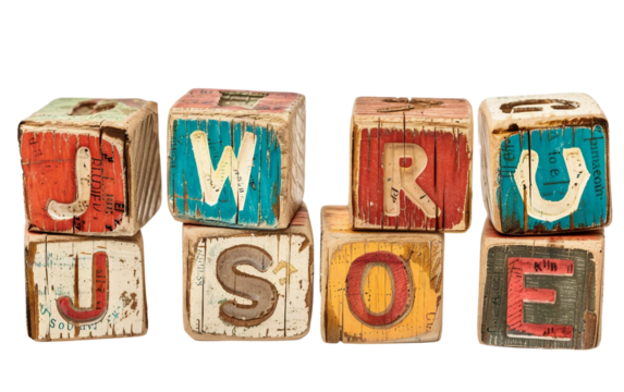 Playful Alphabet Blocks Creating Hilarious Word Combinations Isolated on Transparent Background