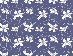Japanese Pretty Flower Ring Vector Seamless Pattern