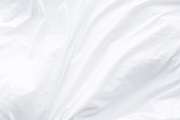 Obraz premium White bedsheet bedding crisp clean soft white bedsheet smooth texture creates a minimal airy background perfect textile detail fresh hygienic cozy domestic feel gentle plush comfort cotton fabric.