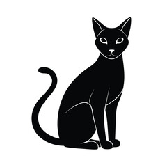 Simple Siamese Cat Minimalist Black Vector Silhouette