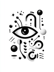 placeholder illustration, doddles,minimal, street art, funny, bichromie, 90's, kurzgesagt grphic style, white background