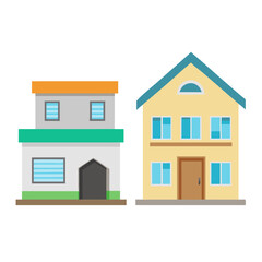 Apartment and Detached House Simple Vector Icons
