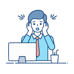 A Simple Vector Illustration of a Worried Man
