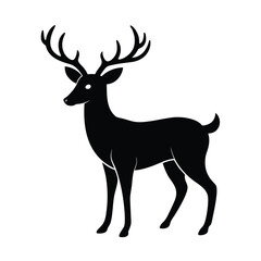 Deer Arched Neck Black Vector Silhouette