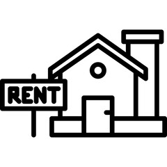 Real Estate Rent Line Icon