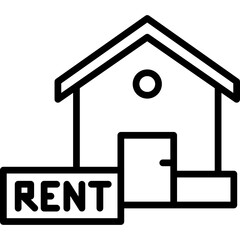 Real Estate Rent Line Icon