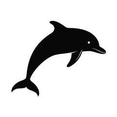 Dolphin Flipping Tail Black Vector Silhouette