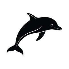 Dolphin Gliding Black Vector Silhouette