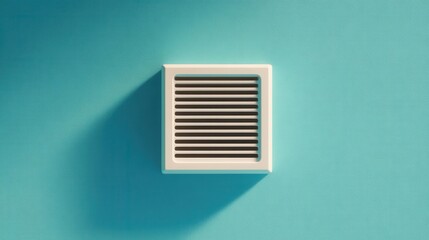 Pastel Teal Background with Centered Heat Sink Vent and Soft Shadows