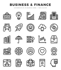 Simple Set of Business & Finance Related Vector Lineal Icons.