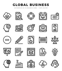 Fototapeta premium Global Business elements. Lineal web icon set. Simple vector illustration.