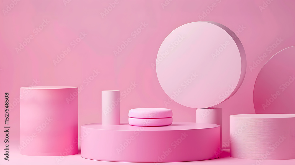 Poster pink geometric shapes create a modern abstract display for product presentation and promotion in a s