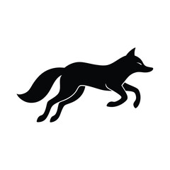 Fox Leaping Black Vector Silhouette