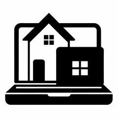 house icon on metal internet button