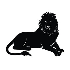 Lion Resting Black Vector Silhouette