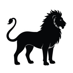 Lion Standing Black Vector Silhouette