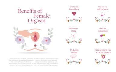 Woman masturbating and benefits of female orgasm