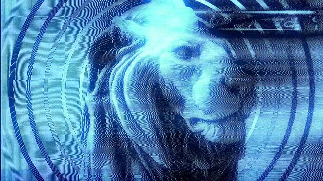 Close in on the head of a Lion with a distorted modulation effect.
