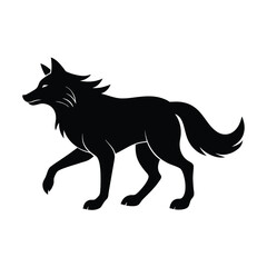 Wolf Mid Stride Black Vector Silhouette