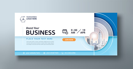 Corporate web banner mockup, a social media template for branding and a cover header background for websites