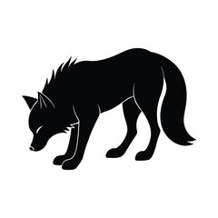 Wolf Playful Bow Black Vector Silhouette