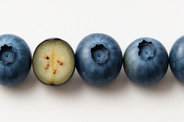 Obraz premium Blueberries and cashews on white background.