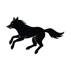 Wolf Leaping Black Vector Silhouette