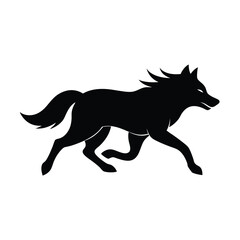 Wolf Running Black Vector Silhouette