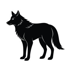Wolf Looking Back Black Vector Silhouette