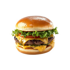 Juicy Double Cheeseburger with Lettuce, Tomato, and Pickles