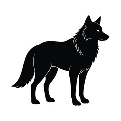 Wolf Standing Black Vector Silhouette