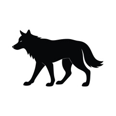 Wolf Walking Black Vector Silhouette