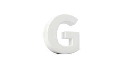 3D Render of White Capital Letter G on Transparent Background