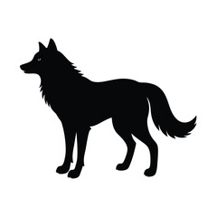 Wolf Raised Tail Black Vector Silhouette